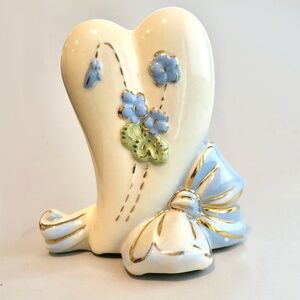 Vintage Planter Vase MCM Victorian French Cottage Blue Pottery Ceramic USA